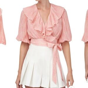 AMUR Lemon Peach Rose Lace Naya Cropped Top